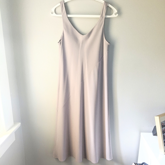 Silver Gray Japanese Silk Midi Dress - Picture 2 of 2